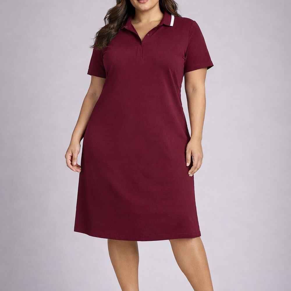 Liz Claiborne 2X Burgundy Shirt Dress Short Sleeve NWT